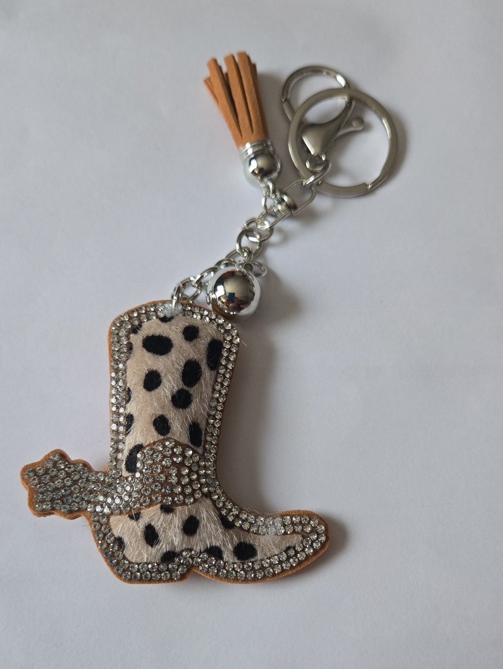 BLING Animal Print Cowboy Boot Keychain With Tassel.